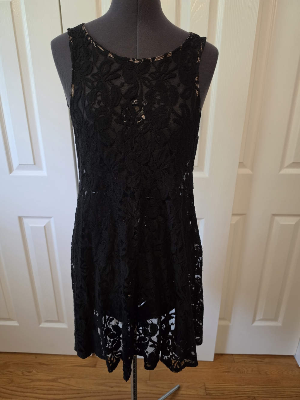 Free People Black Floral Lace Sleeveless Dress